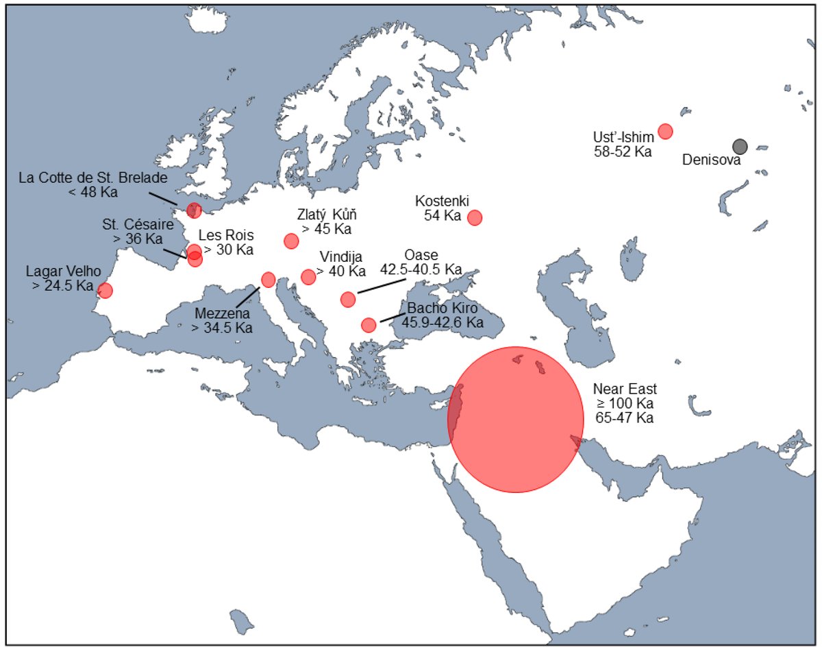 Map western Eurasia Neanderthal Homo sapiens hybridisation sites