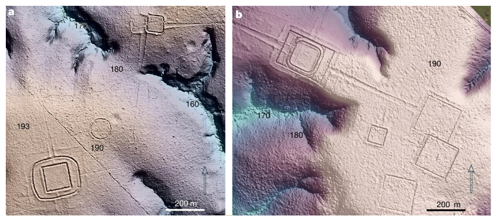 Types de terrasses et geoglyphes de la civilisation Aquiry obtenus par donnees LiDAR