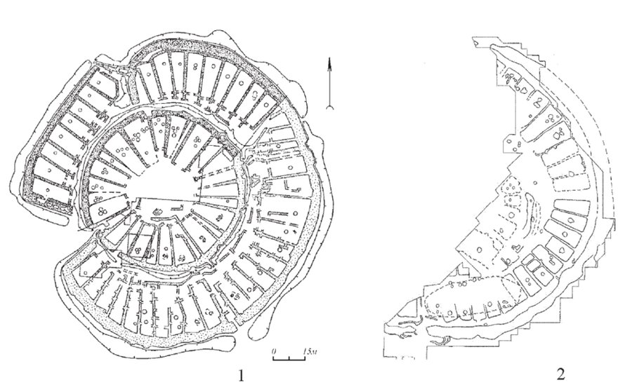 Plan archéologique du site d'Arkaïm, Âge du bronze, Russie