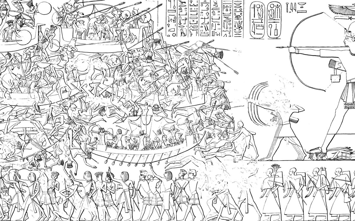 Bas-relief de Médinet Habou montrant les Peuples de la mer