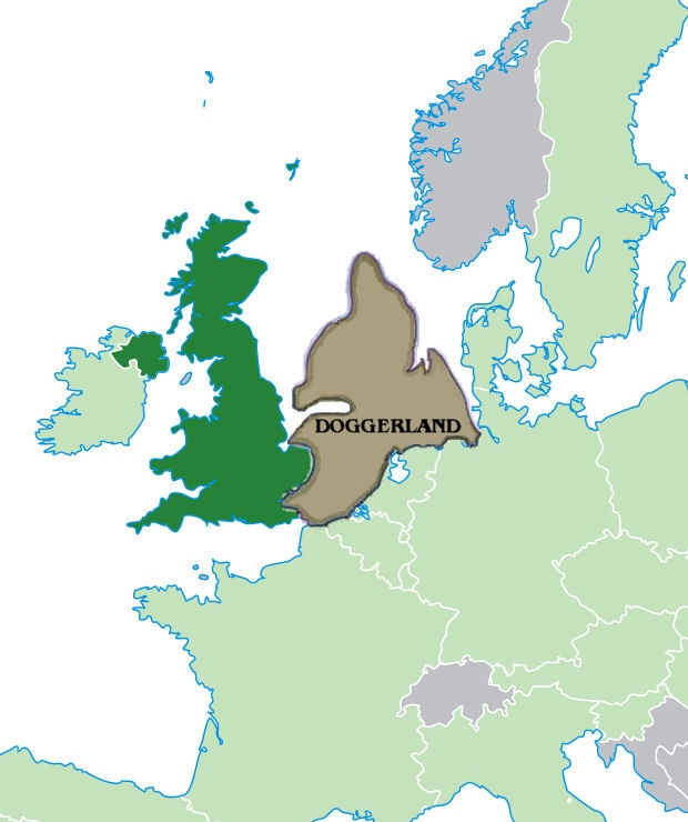 Carte du Doggerland vers 10 000 ans avant le présent