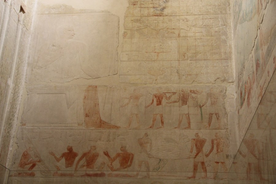 Limestone bas-relief from a Saqqara tomb, 5th Dynasty, c. 2400 BCE - CC BY