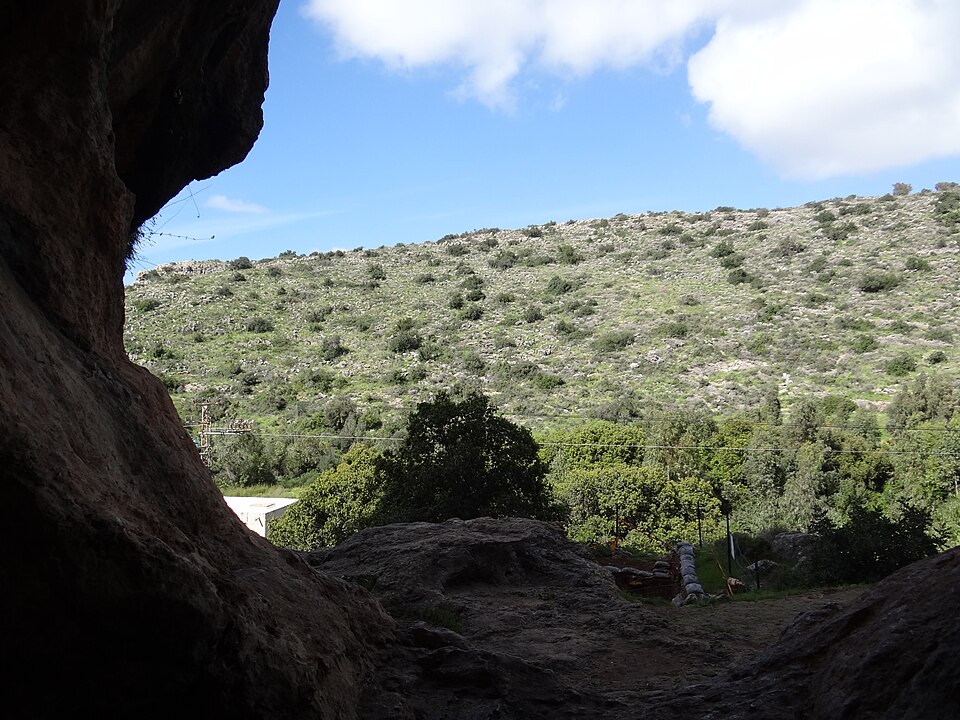View from inside Es-Skhul cave towards the Mount Carmel landscape
