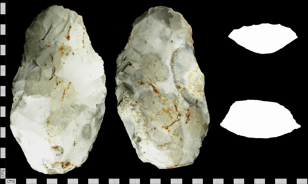 Acheulean handaxe in flint, Lower Palaeolithic, Great Britain