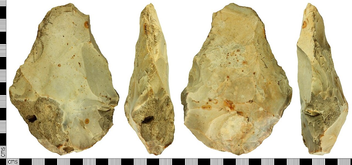 Acheulean handaxe in flint, Lower Palaeolithic bifacial tool