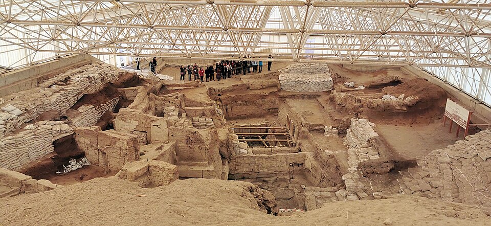 Aerial view of the Çatalhöyük site in Turkey