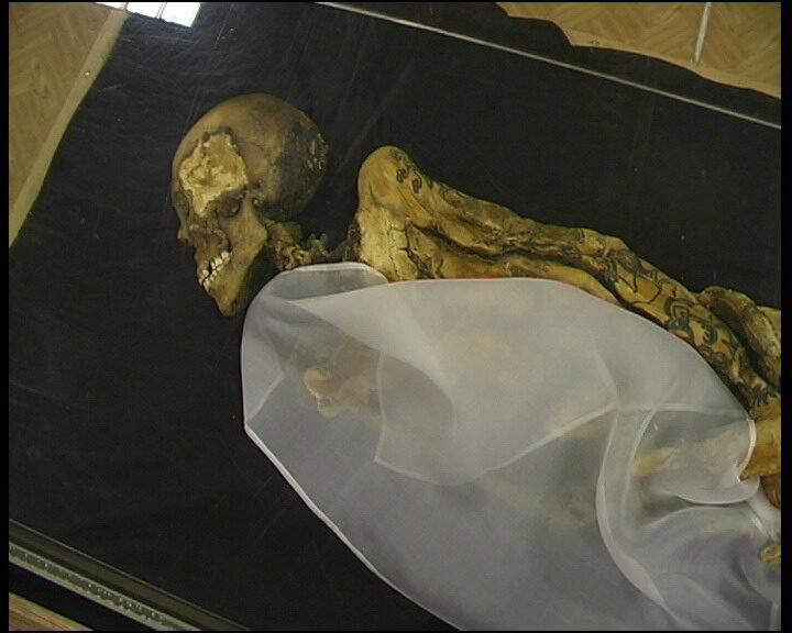 Momie naturellement gelée d'une sépulture du plateau de l'Ukok, culture de Pazyryk